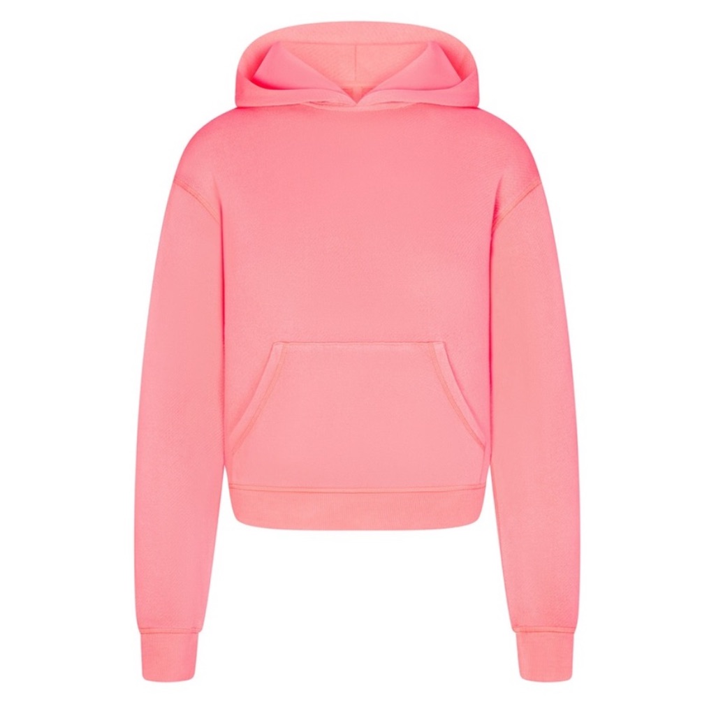 Nwot Skims Modal Coral Orange French Terry Classic Hoodie Sz S